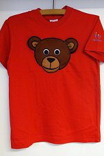 Pískací tričko dětské červené s medvídkem Čumáčkem