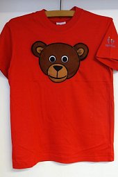 Pískací tričko dětské červené s medvídkem Čumáčkem 1