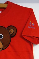 Pískací tričko dětské červené s medvídkem Čumáčkem 2