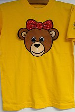 Pískací tričko dětské žluté s medvídkem Ušandou